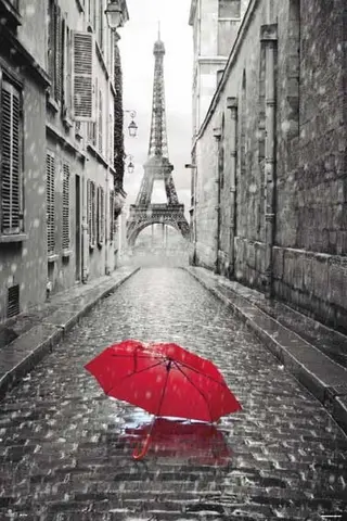 Comprar Poster Paris-Paraguas Rojo 