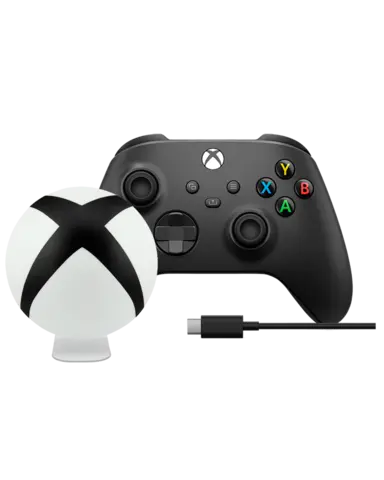 Mando Inalámbrico Carbon Black + Cable USB-C + Lámpara Oficial Xbox