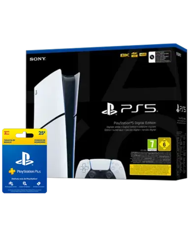 Consola PS5 Slim Ed. Digital 1TB + Tarjeta regalo de Playstation 25€ (Física)