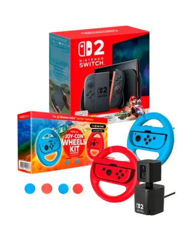 Nintendo Switch 2 Consola + Mario Kart World + Videocamara USB - HORI + Joycon Wheels & Grips
