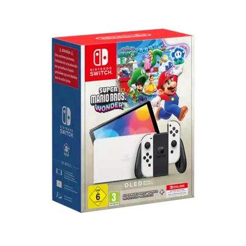 Nintendo Switch Versión Oled Blanca + Super Mario Bros.Wonder + 12 Meses Nintendo Switch Online