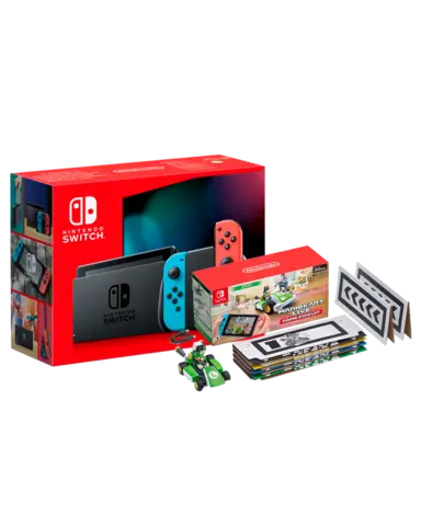 Nintendo Switch JoyCon Neón Azul/Rojo + Mario Kart Live: Home Circuit Edición Luigi