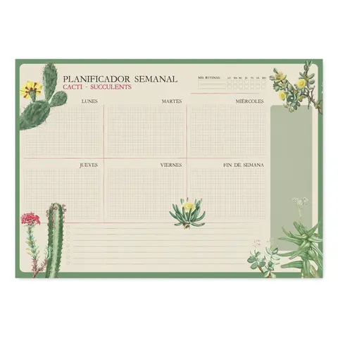 Comprar Bloc Planificador Semanal A3 Botanical Cacti Español Kokonote 