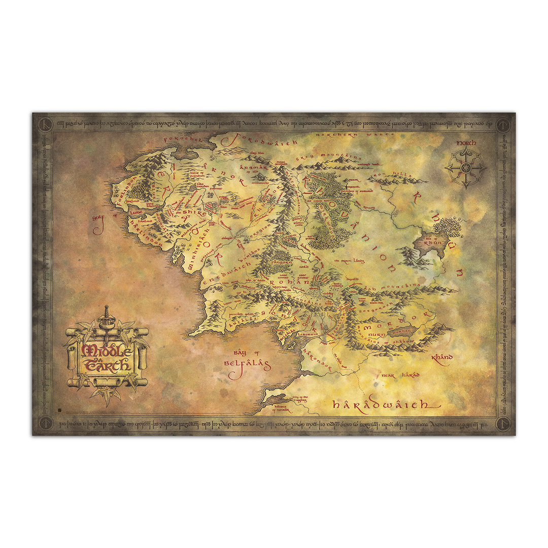 Poster el señor de los anillos mapa de la tierra media