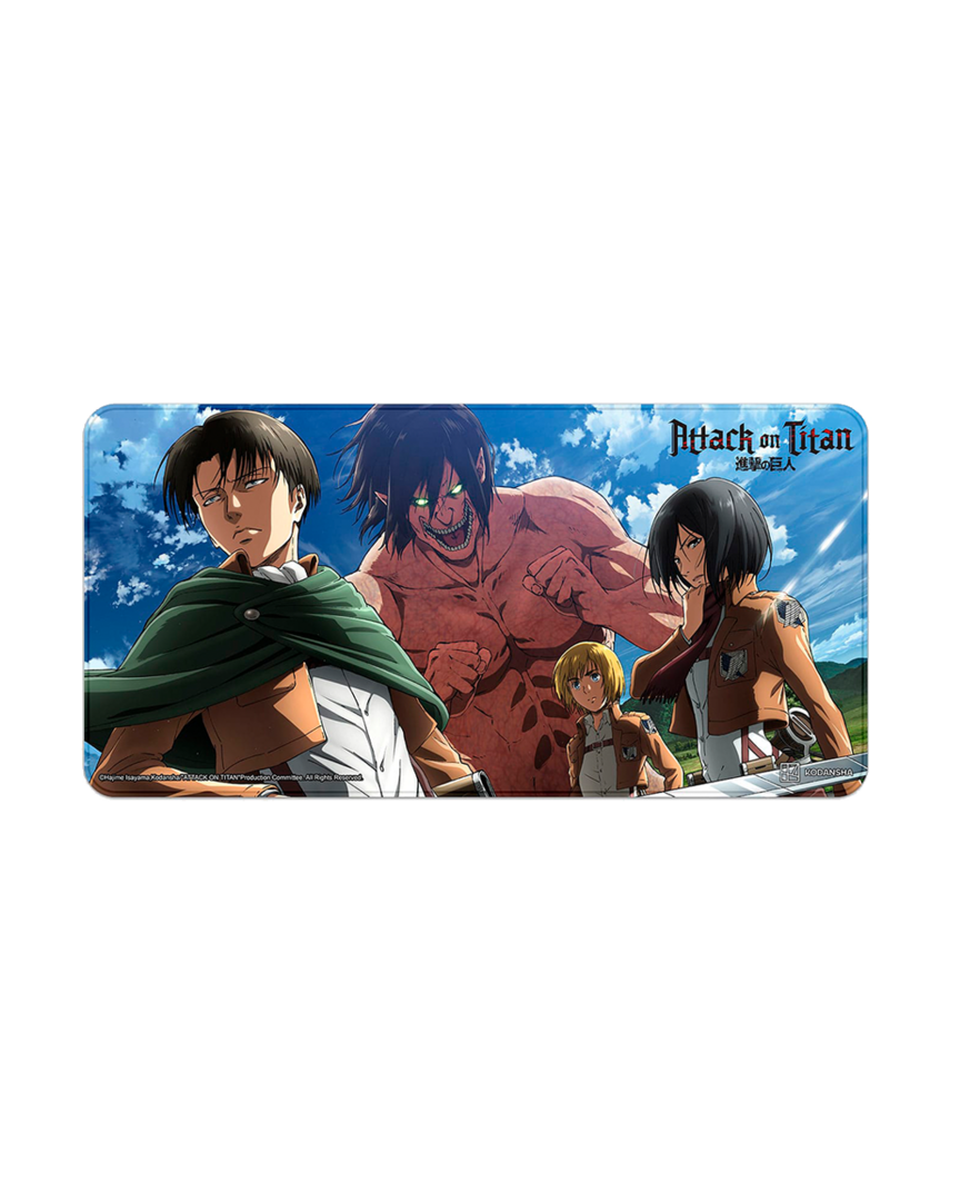 Alfombrilla xxl eren, mikasa, armin, levi attack on titan sakami merchandise 80x40