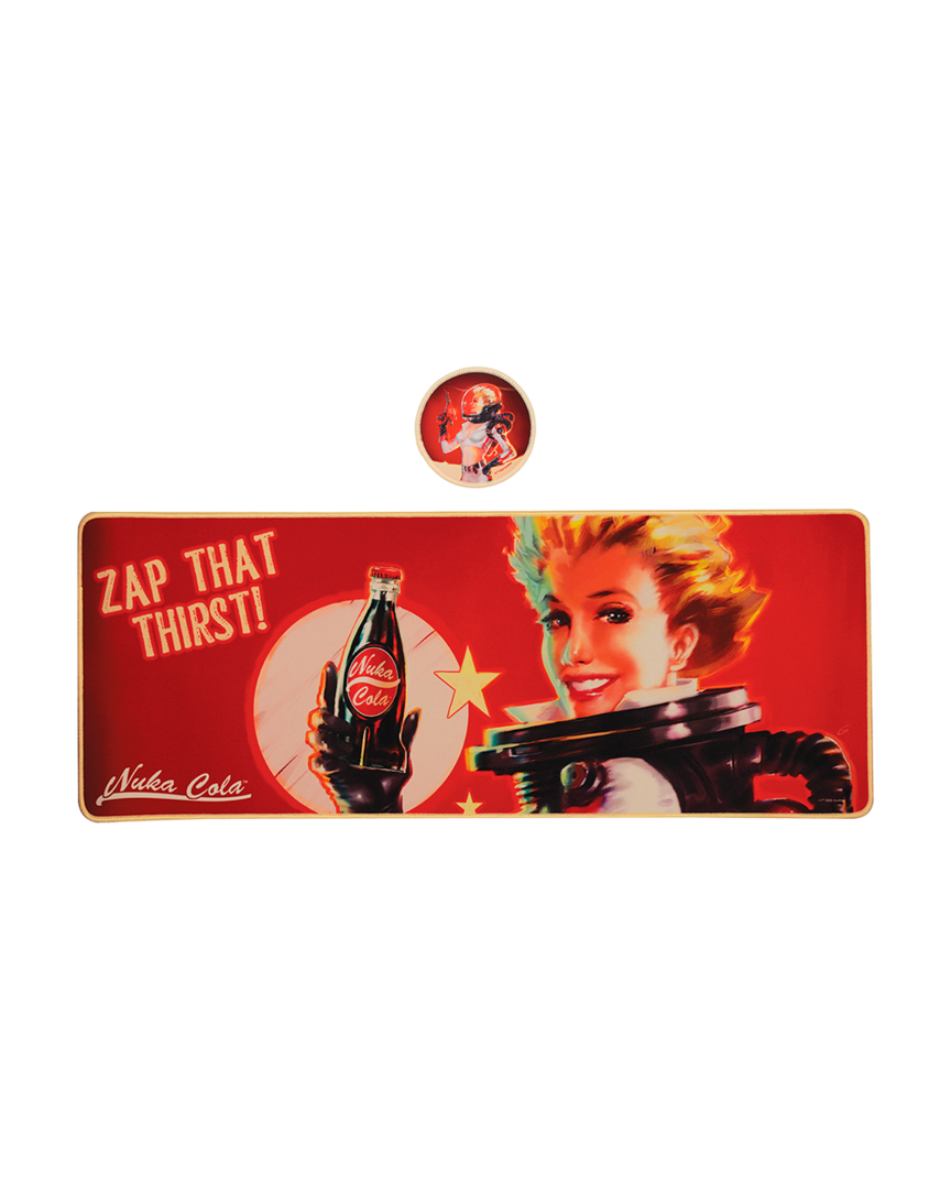Set alfombrilla y posavasos xl nuka-cola fallout  fanattik