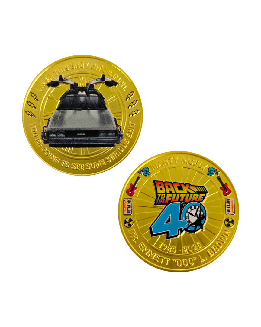 Réplica moneda regreso al futuro 40 aniversario fanattik edición limitada