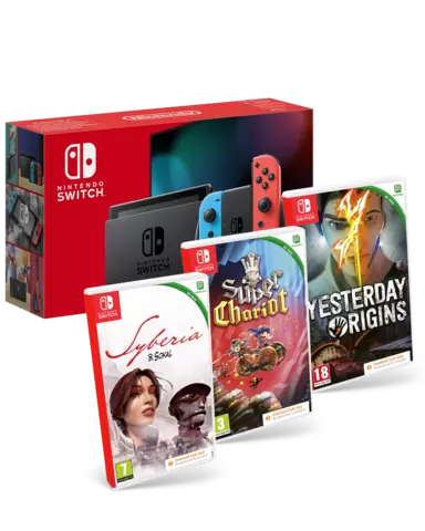 Comprar Nintendo Switch JoyCon Neon + Syberia + Yesterday: Origins+ Super Chariot (Códigos de descarga) Switch Pack Juegos 3