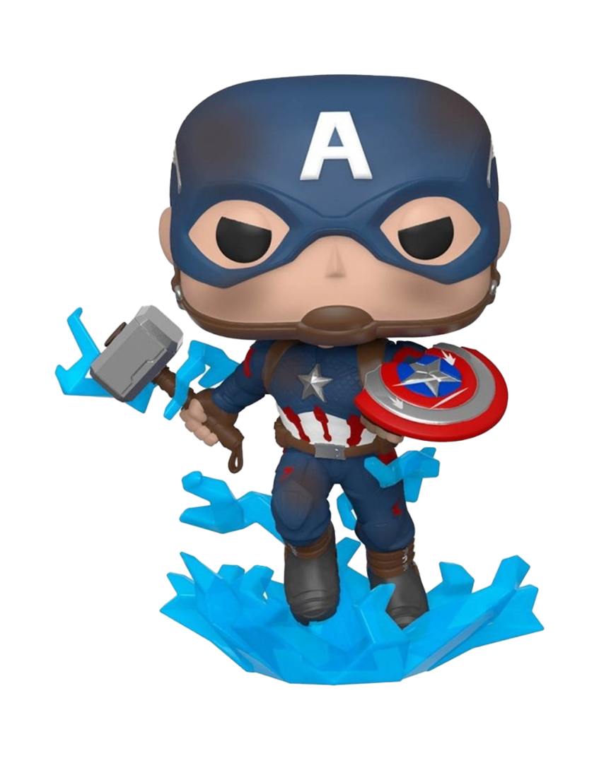 Figura POP! Capitán América con Escudo y Mjölnir Avengers: Endgame Marvel 9 cm