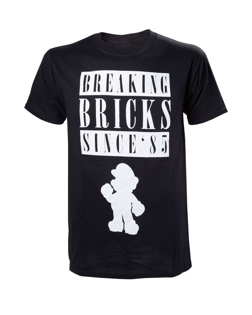 Camiseta negra breaking bricks super mario talla l