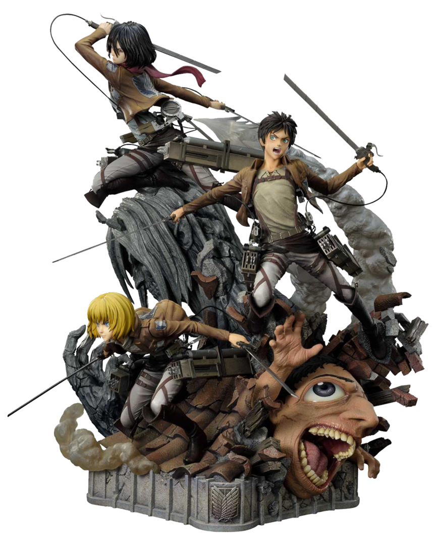 Estatua Eren, Mikasa, & Armin Attack on Titan 72 cm