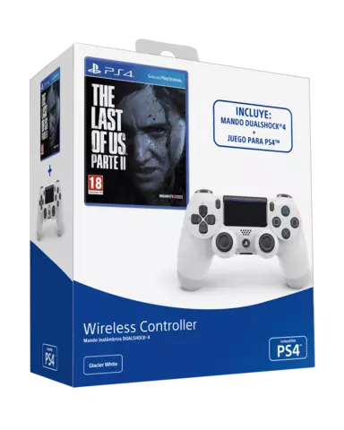 Comprar Mando DualShock 4 Inalámbrico Glacier Blanco Licenciado + The Last of Us Parte 2 - PS4, Oficial Sony, Mandos