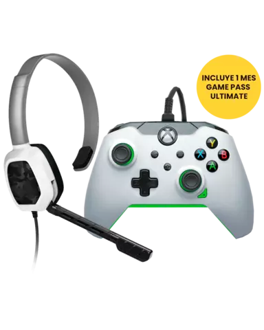 Comprar Mando Neon White Blanco/Verde Licenciado con Cable + Auriculares Gaming LVL1 Blanco Camo - Xbox Series, Xbox One, PC, Mandos, PDP