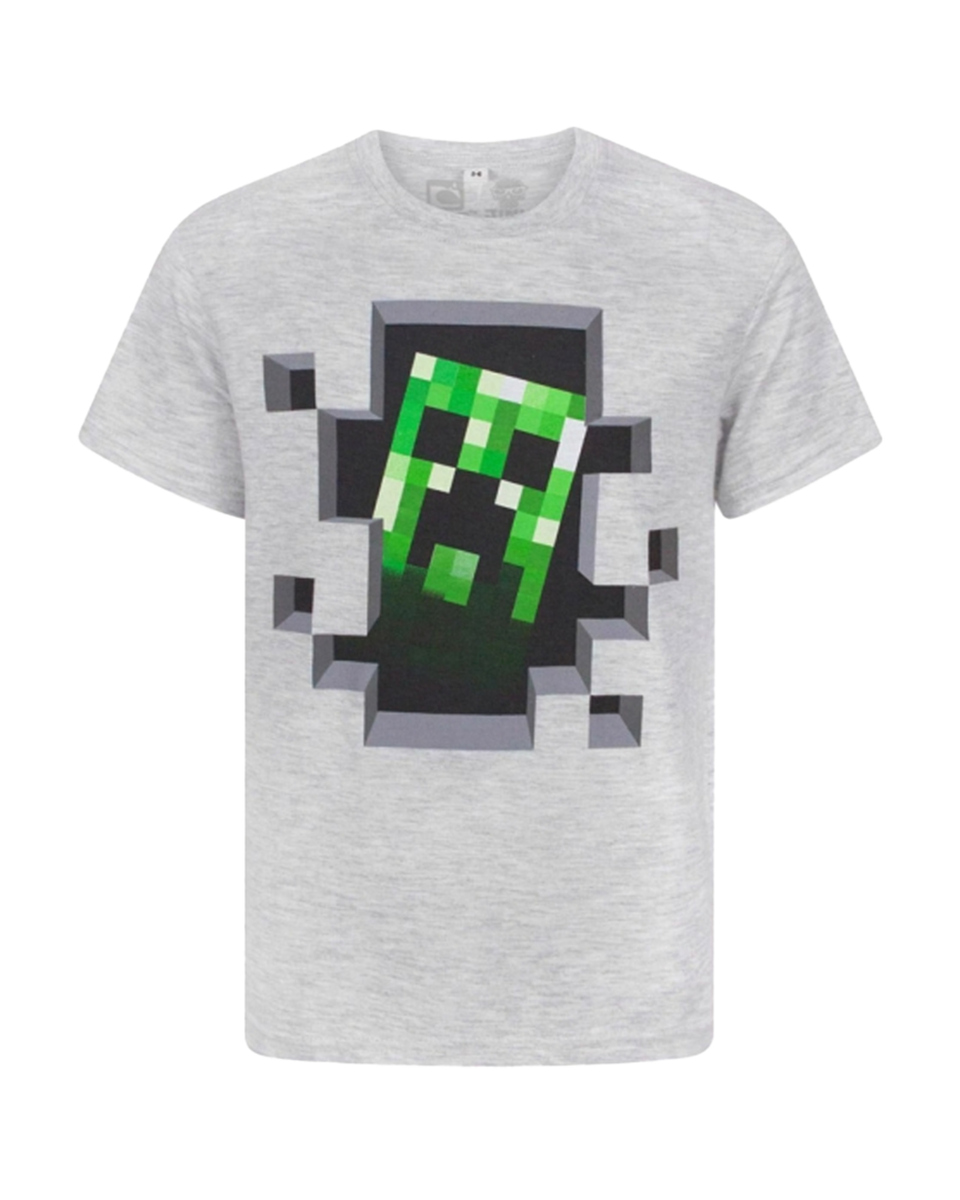 Camiseta gris minecraft creeper inside talla 12/13 años