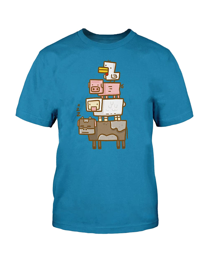 Camiseta Azul Totem Youth Tee Animal Minecraft Talla M