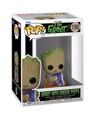Comprar Figura POP! Groot con puffs sabor a queso Yo soy Groot Marvel 9cm Figuras de Videojuegos