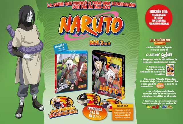 Comprar Naruto Box 3 Episodios 51-75 Blu-Ray  Blu-Ray Estándar Blu-ray