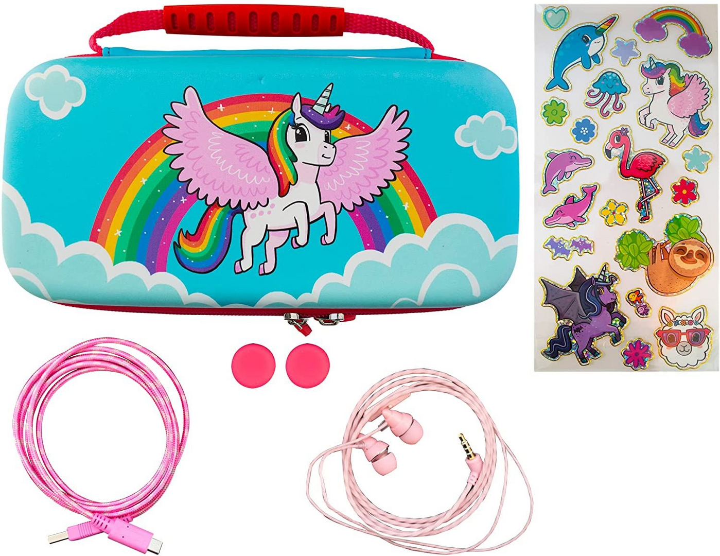 Funda 7 en 1 switch over the rainbow unicornio oled switch