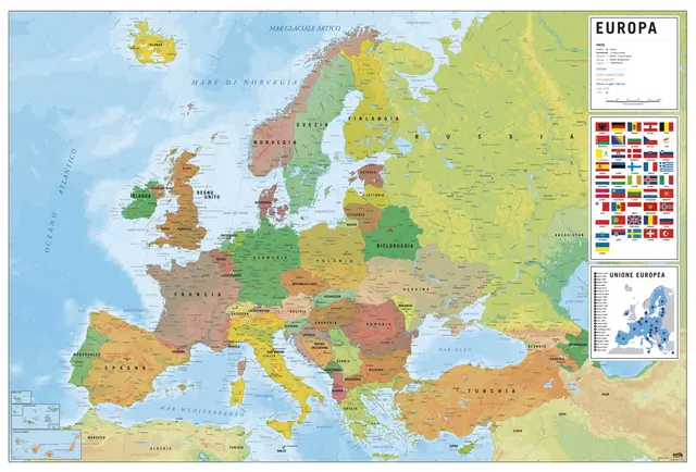Poster Mapa Europa Ita Fisico Politico