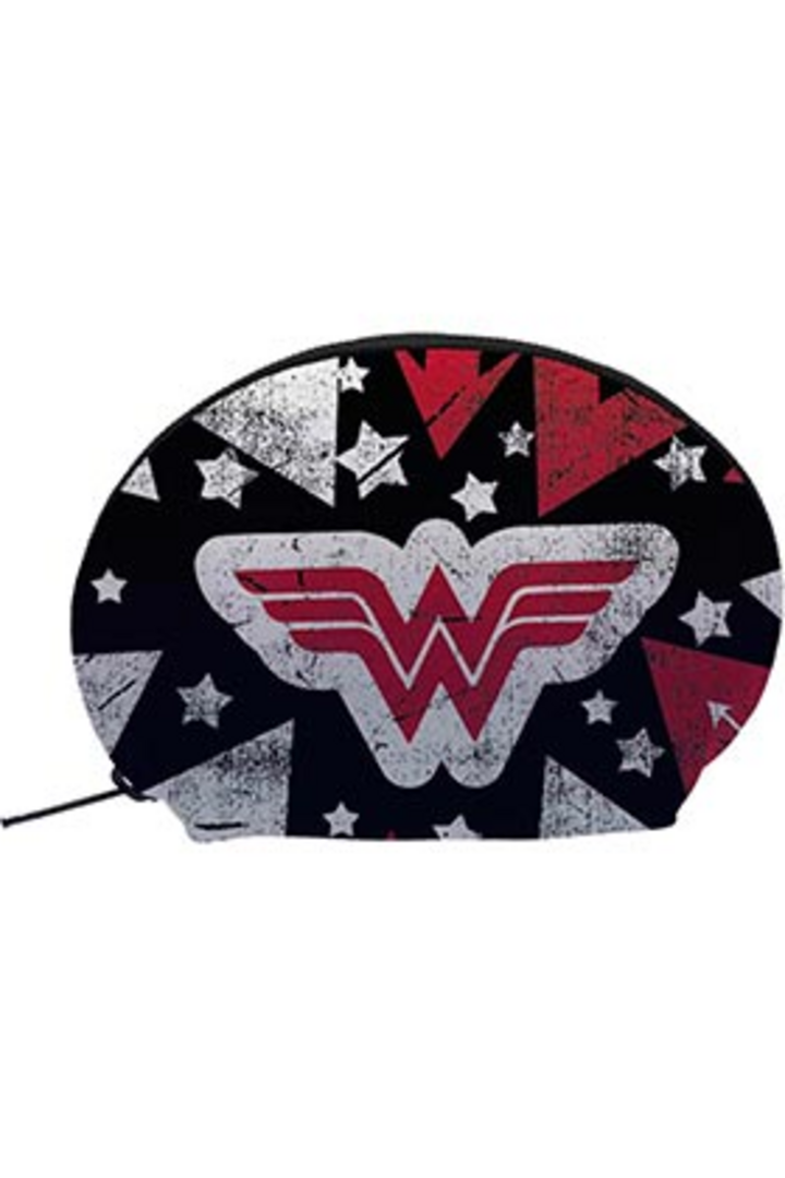 Estuche ovalado wonder woman logo colores universo dc