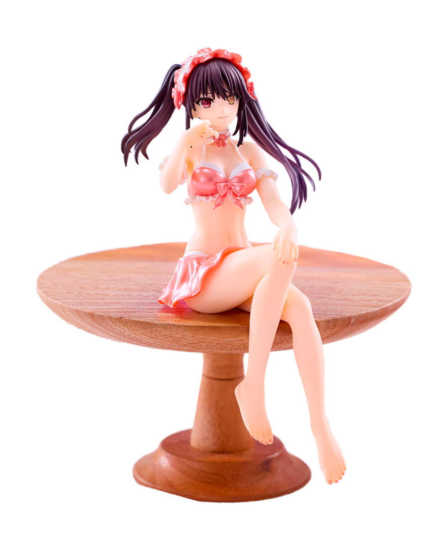 Figura kurumi tokisaki date a live v swimsuit pastel red ver. noodle stopper furyu