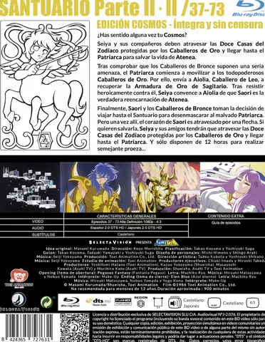Reservar Saint Seiya Cosmos Edition Box 2. Saga Del Santuario Parte 2. Episodios 37 A 73 Blu-Ray Estándar -