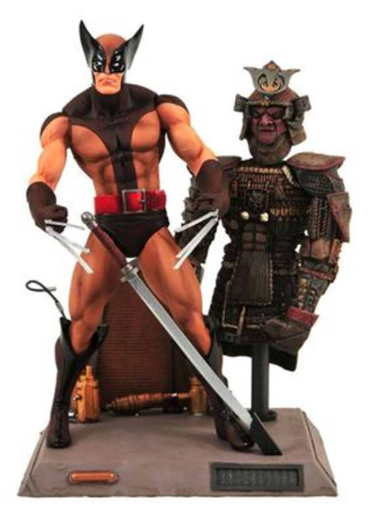 Lobezno Traje Marron Figura 18 cm Base Samurai Marvel Select Re-Run