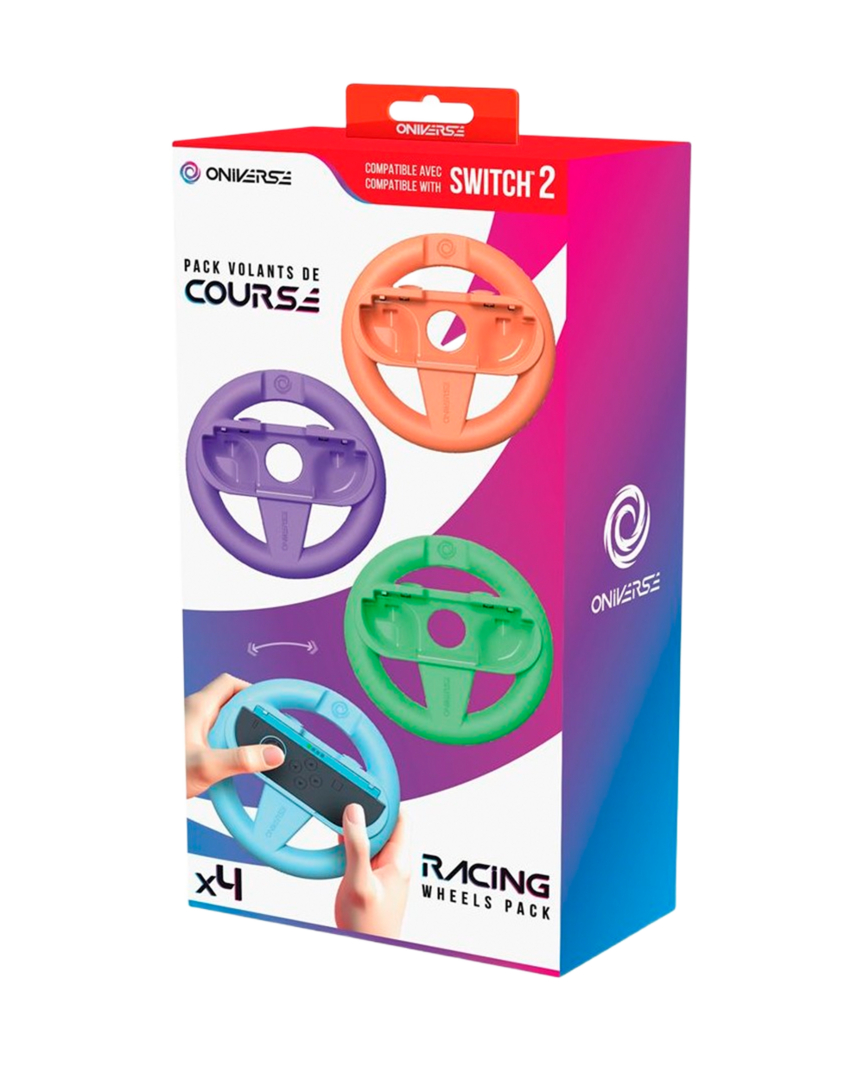 Oniverse Pack of 4 Racing Wheel Controller Holders - Orange/Blue/Purple/Green - Switch 2