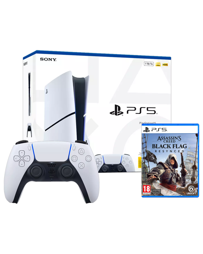 Consola PS5 Chassis E + Mando Dualsense V2 Blanco + Assassin's Creed IV: Black Flag Resynced