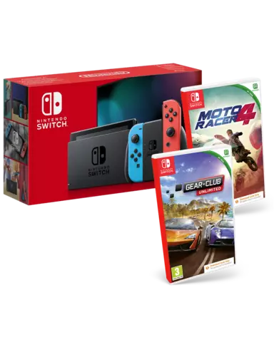 Comprar Nintendo Switch JoyCon Neon + Moto Racer 4 & Gear.Club Unlimited (Códigos de descarga) Switch Pack Juegos 2