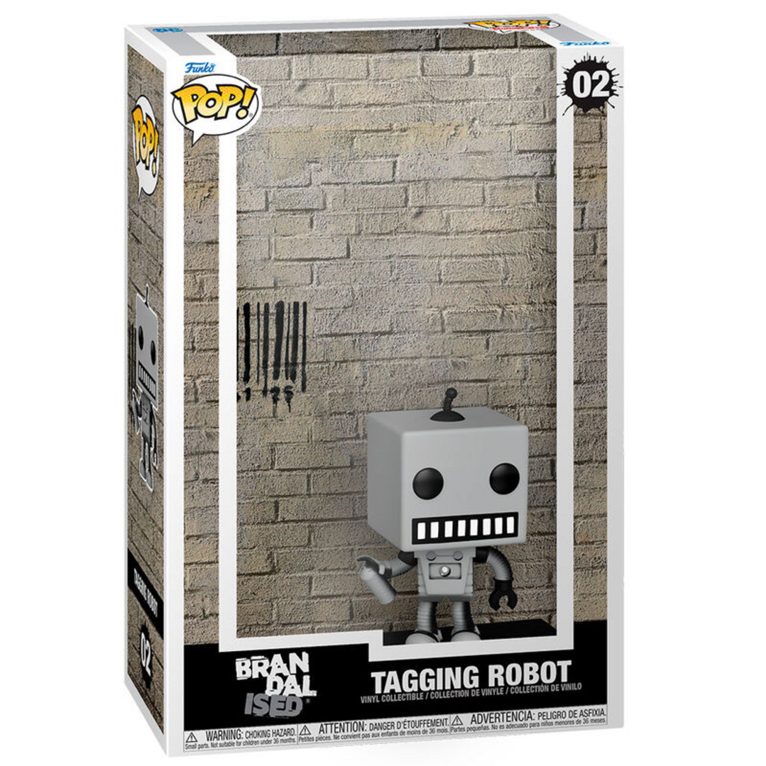 Figura pop art cover brandalised tagging robot