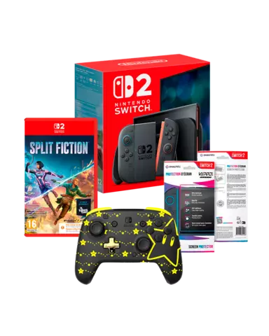 Consola Nintendo Switch 2 + Split Fiction + Oniverse Screen Protector + Mando Inalámbrico Rematch Glow Mario Stars