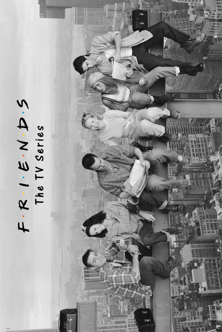 Poster friends lunch on a skyscraper