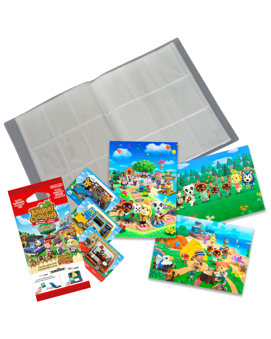 Pack 3 Tarjetas amiibo Animal Crossing: New Leaf + Album para Cartas Coleccionista + Set de Postales Animal Crossing