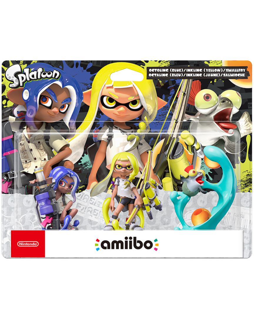 Pack Figuras Amiibo Splatoon 3 Inkling amarillo, Octariano azul y Centurín