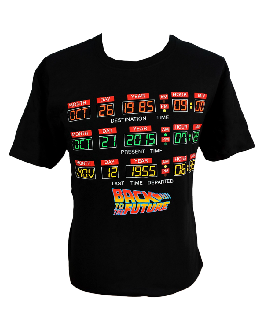 Camiseta negra regreso al futuro relojes talla m