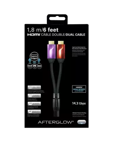 Comprar Set de 2 Cables HDMI 6' AfterGlow (Lila/Rojo) PS3