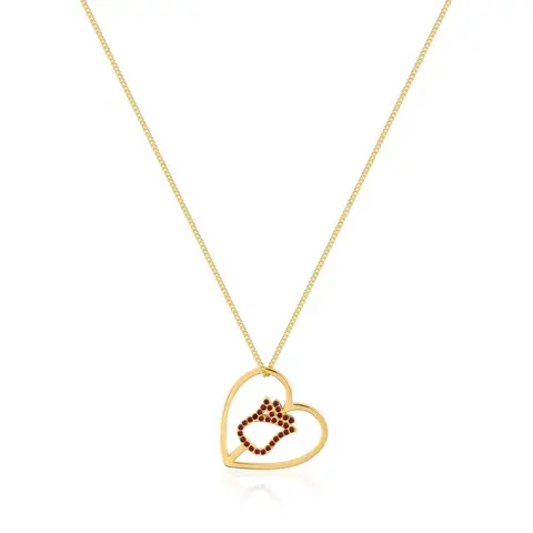 Comprar Colgante Disney La Bella Y La Bestia Corazon Plata De Ley Y Baño De Oro 