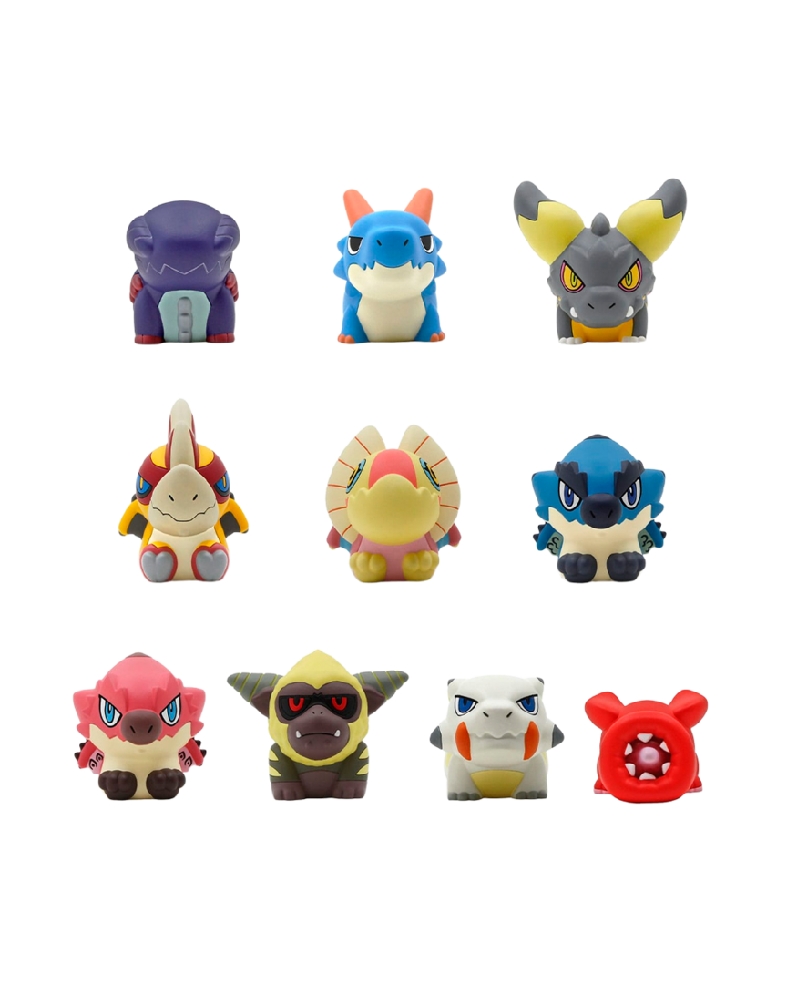 Pack 8 minifiguras monster hunter finger puppet monster capcom