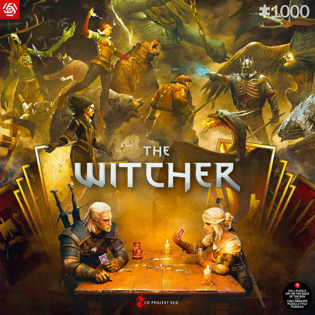 Puzzle jugando al gwent the witcher iii: wild hunt (1000 piiezas) 68x48 cm
