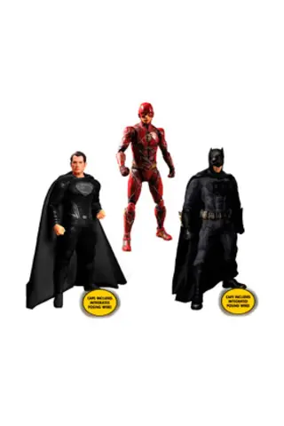 Set 3 Figuras Mezco Toys One:12 Collection DC La Liga de la Justicia de Zack Snyder 15cm