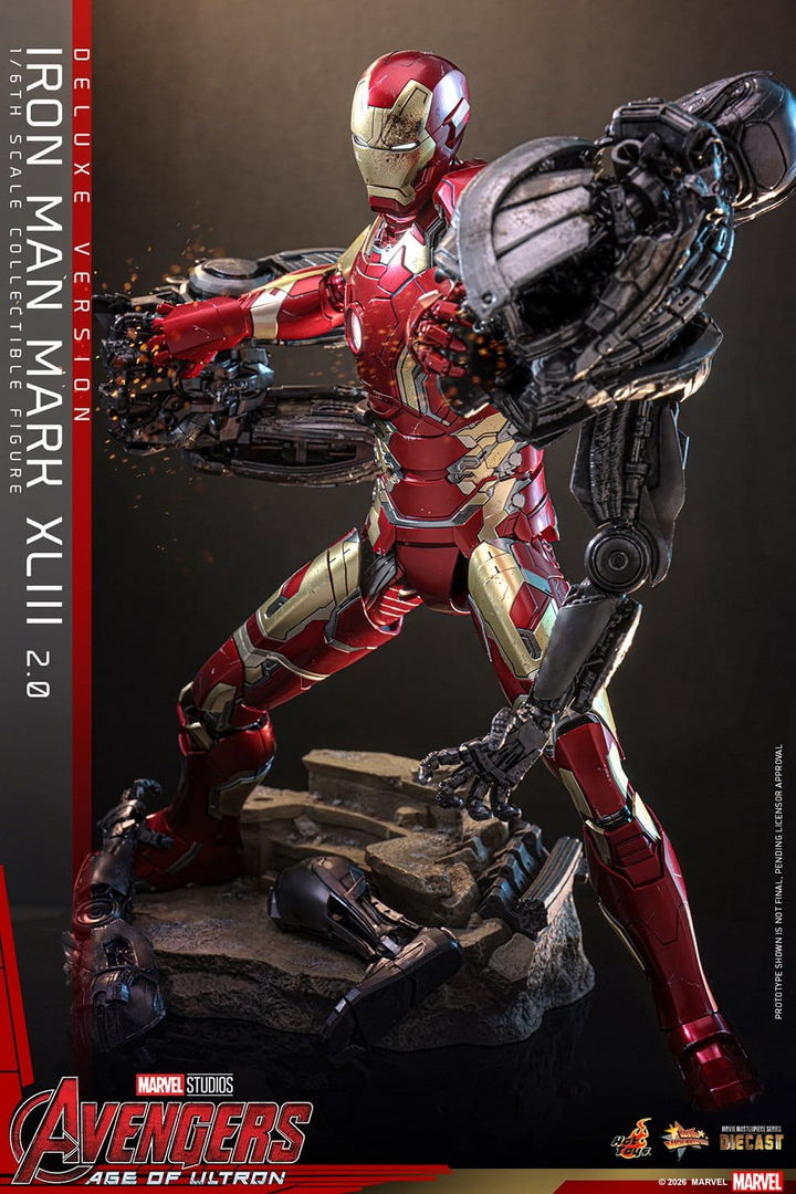 Figura iron man mark xliii 2.0 vengadores: la era de ultrón diecast movie masterpiece 1/6 deluxe ed. hot toys
