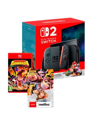 Consola Nintendo Switch 2 + Mario Kart World + Donkey Kong Bananza + Figura Amiibo Donkey Kong and Pauline