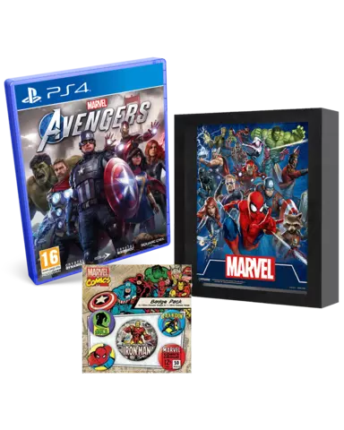 Comprar Marvel's Avengers + Póster 3D Marvel Icons + Set de Pins Iron Man PS4 Pack Póster 3D Icons