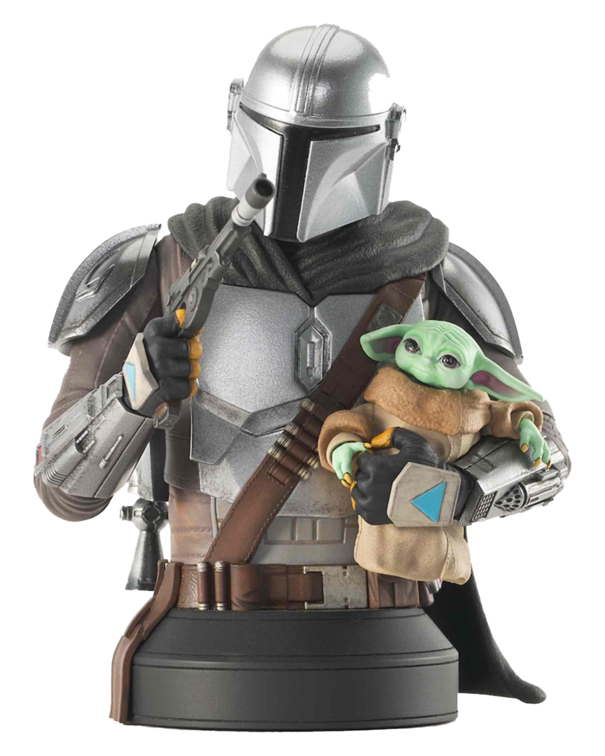 Busto mandalorian con baby yoda star wars: the mandalorian 15 cm