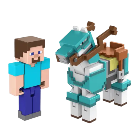 Comprar Figura Steve Y Caballo Con Armadura 8 Cm Minecraft - Mattel Figuras