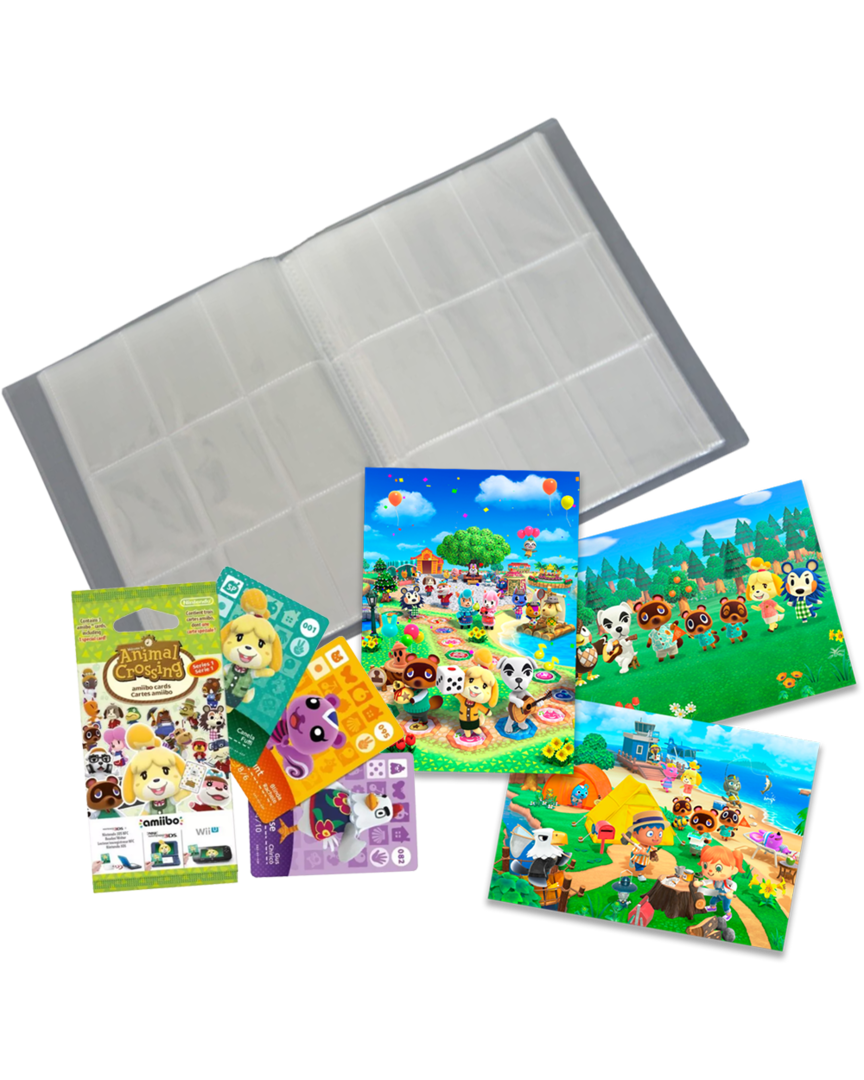 Pack 3 Tarjetas amiibo Animal Crossing Serie 1 + Album para Cartas Coleccionista + Set de Postales Animal Crossing