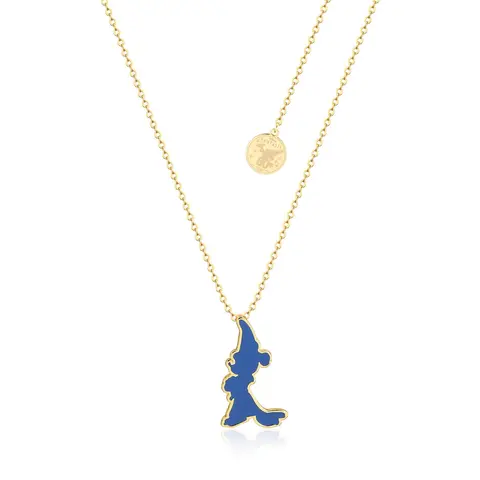Comprar Colgante Disney Fantasia Mickey Silueta Azul Baño De Oro 
