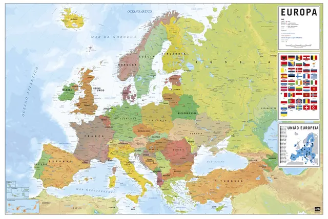 Poster Mapa Europa Pt Fisico Politico
