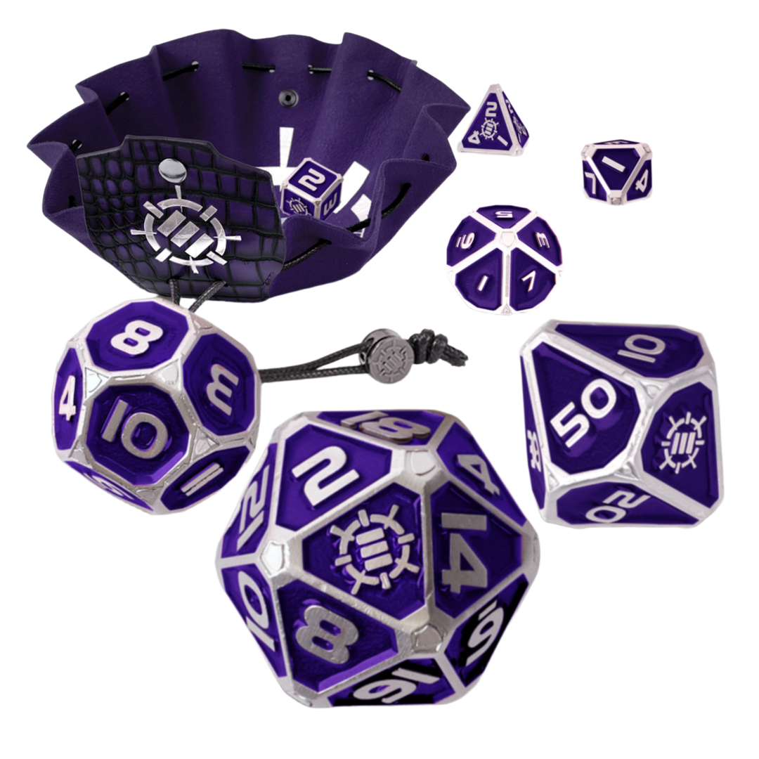 Juego de dados enhance tabletop series metal rpg juego de dados ed. púrpura (7)